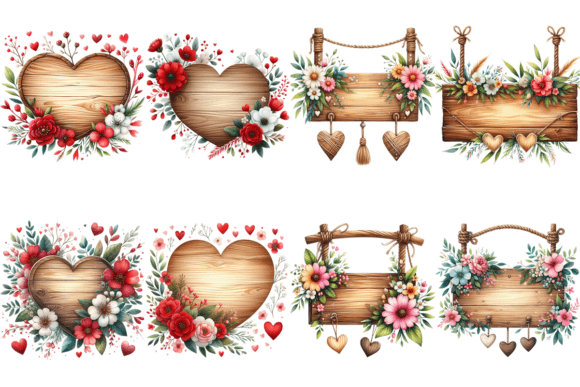 8 Valentines Day Wooden Signs Bundle