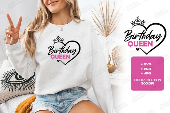 Birthday Queen Crowned Heart Design