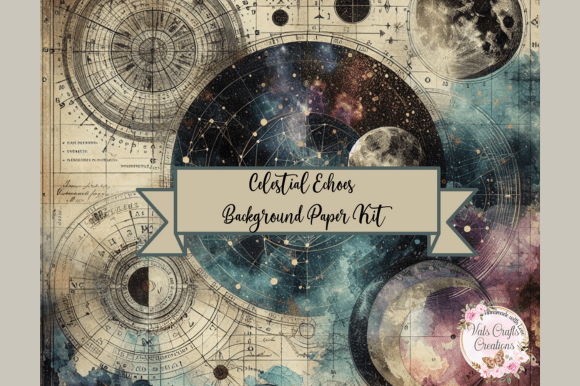 Celestial Echoes Background Paper Kit