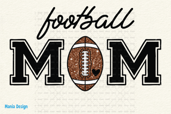 Football Mom Glitter Heart PNG