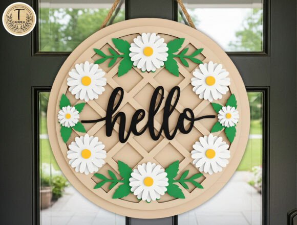 Hello Daisy Wreath Door Hanger SVG