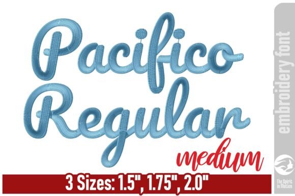 Pacifico Regular Embroidery Font - M: A Retro Script for Modern Stitching