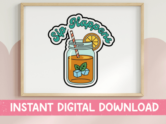 Sip Happens Iced Tea Sticker Design Asset